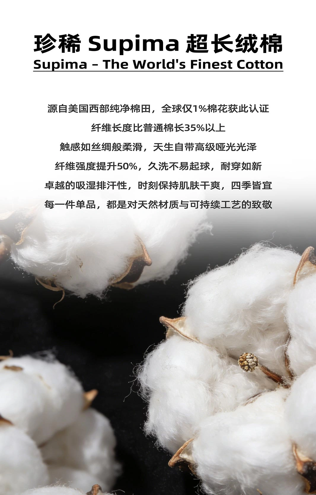 珍稀Supima超长绒棉